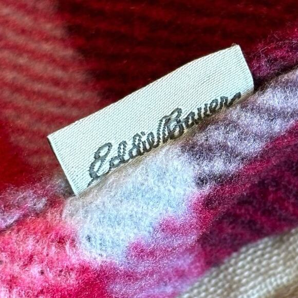 EDDIE BAUER Pink Checked Quarter Zip Fleece Women’s Large - Picture 4 of 7